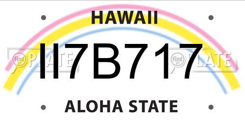 II7B717 Hawaii License Plate