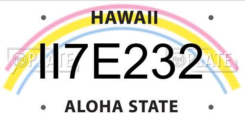 II7E232 Hawaii License Plate