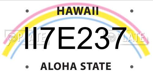 II7E237 Hawaii License Plate