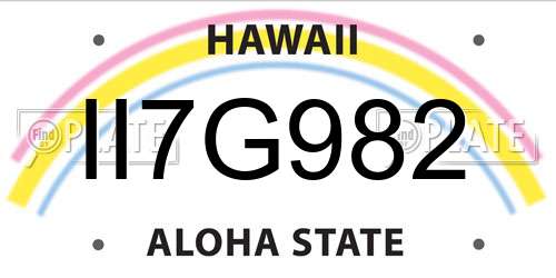 II7G982 Hawaii License Plate