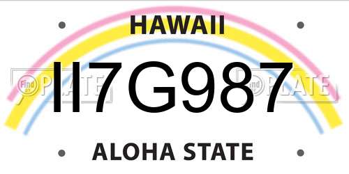II7G987 Hawaii License Plate