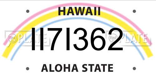 II7I362 Hawaii License Plate