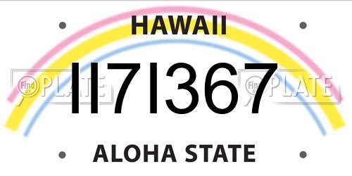 II7I367 Hawaii License Plate