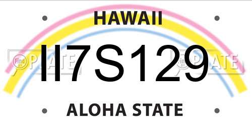 II7S129 Hawaii License Plate