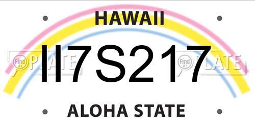 II7S217 Hawaii License Plate