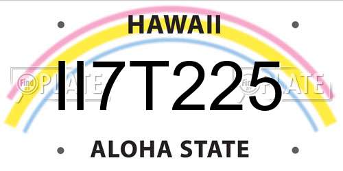 II7T225 Hawaii License Plate
