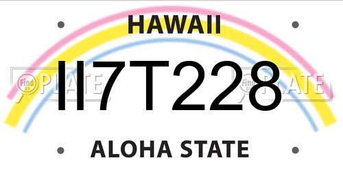 II7T228 Hawaii License Plate