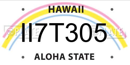 II7T305 Hawaii License Plate