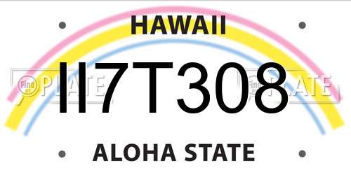 II7T308 Hawaii License Plate