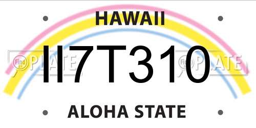 II7T310 Hawaii License Plate