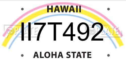 II7T492 Hawaii License Plate