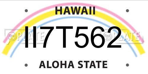 II7T562 Hawaii License Plate