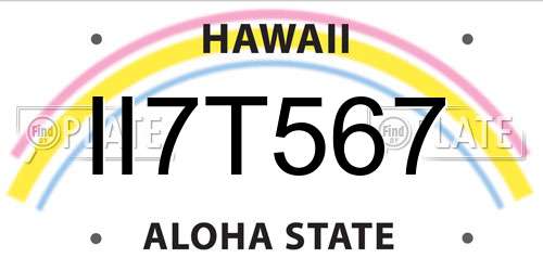II7T567 Hawaii License Plate