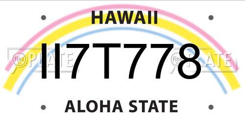 II7T778 Hawaii License Plate