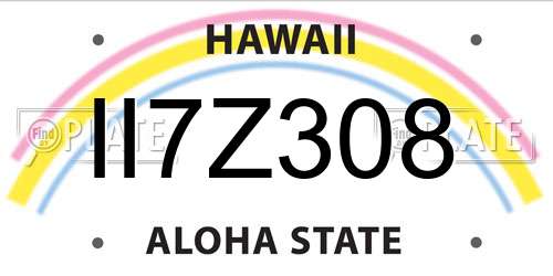 II7Z308 Hawaii License Plate