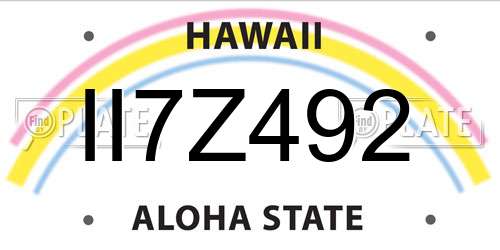 II7Z492 Hawaii License Plate