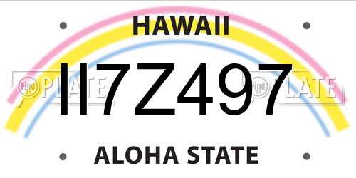 II7Z497 Hawaii License Plate