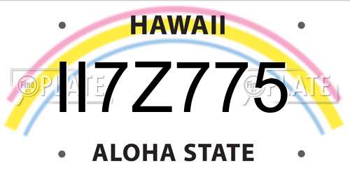 II7Z775 Hawaii License Plate