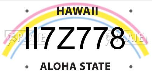II7Z778 Hawaii License Plate