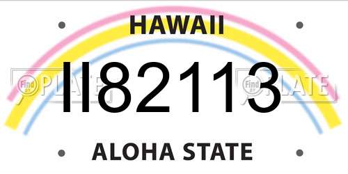 II82113 Hawaii License Plate