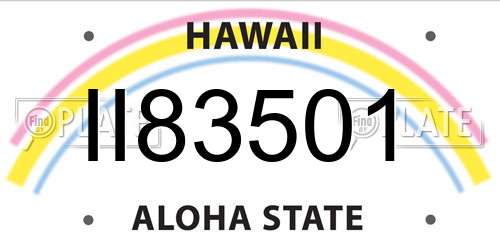 II83501 Hawaii License Plate