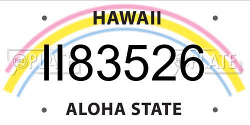 II83526 Hawaii License Plate