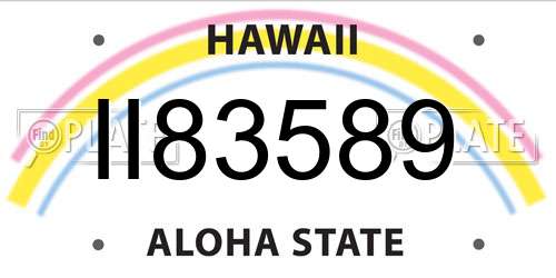 II83589 Hawaii License Plate