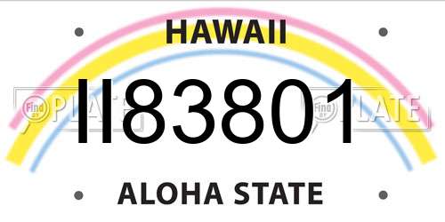 II83801 Hawaii License Plate