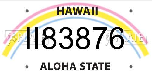 II83876 Hawaii License Plate