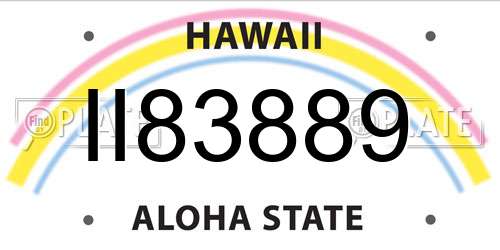 II83889 Hawaii License Plate