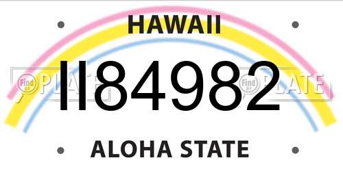 II84982 Hawaii License Plate