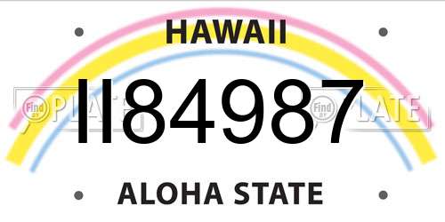 II84987 Hawaii License Plate