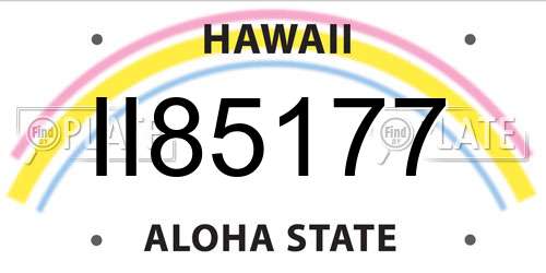 II85177 Hawaii License Plate