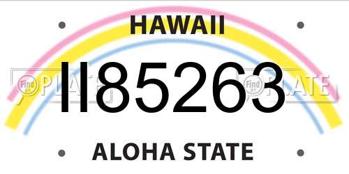 II85263 Hawaii License Plate