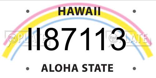 II87113 Hawaii License Plate
