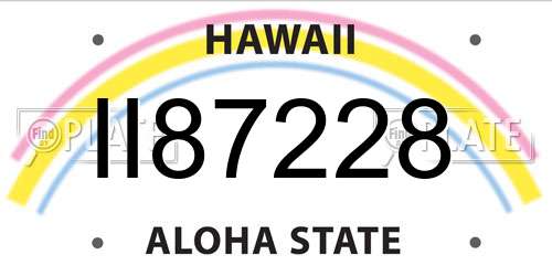 II87228 Hawaii License Plate