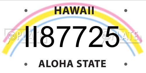 II87725 Hawaii License Plate