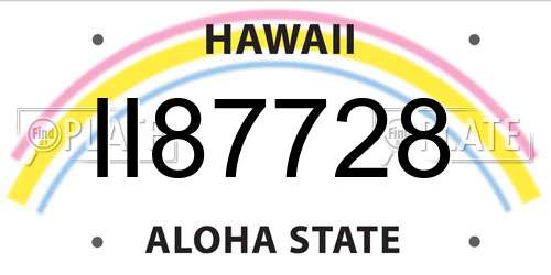 II87728 Hawaii License Plate