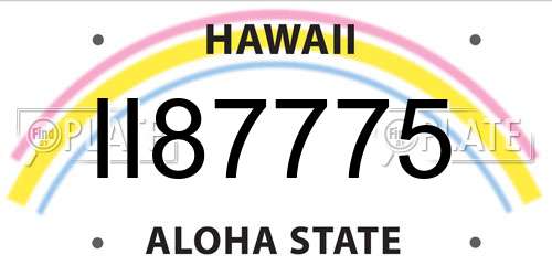 II87775 Hawaii License Plate