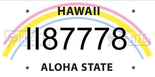 II87778 Hawaii License Plate