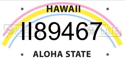 II89467 Hawaii License Plate