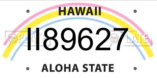 II89627 Hawaii License Plate