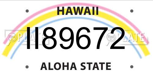 II89672 Hawaii License Plate
