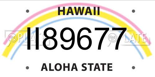 II89677 Hawaii License Plate