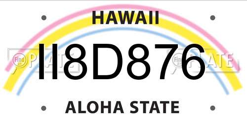 II8D876 Hawaii License Plate