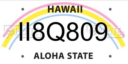 II8Q809 Hawaii License Plate