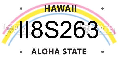 II8S263 Hawaii License Plate