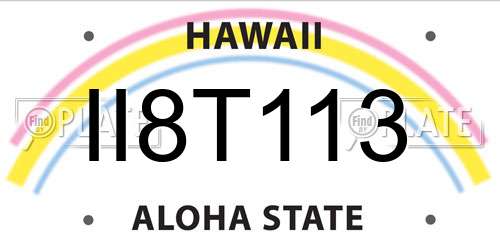 II8T113 Hawaii License Plate