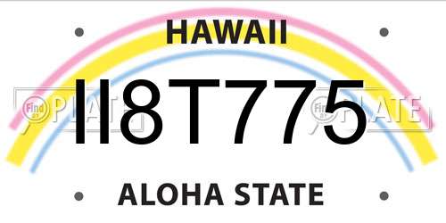II8T775 Hawaii License Plate