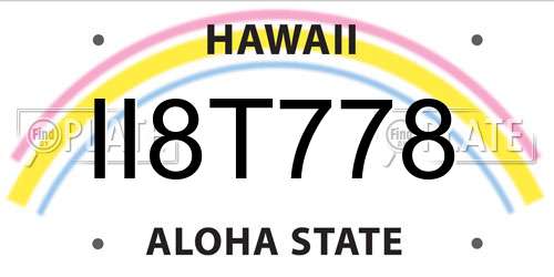 II8T778 Hawaii License Plate